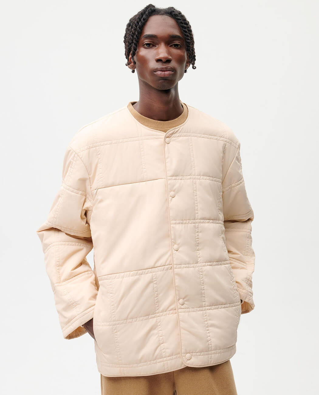 Soft Padded Collarless Jacket